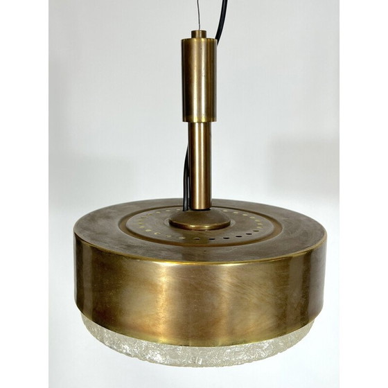 Image 1 of Vintage solid brass and glass pendant lamp by Stilnovo, 1950