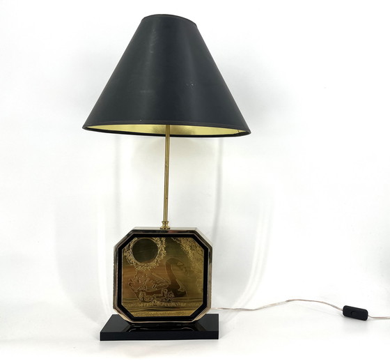 Image 1 of Georges Mathias brass etched table lamp, 1970s