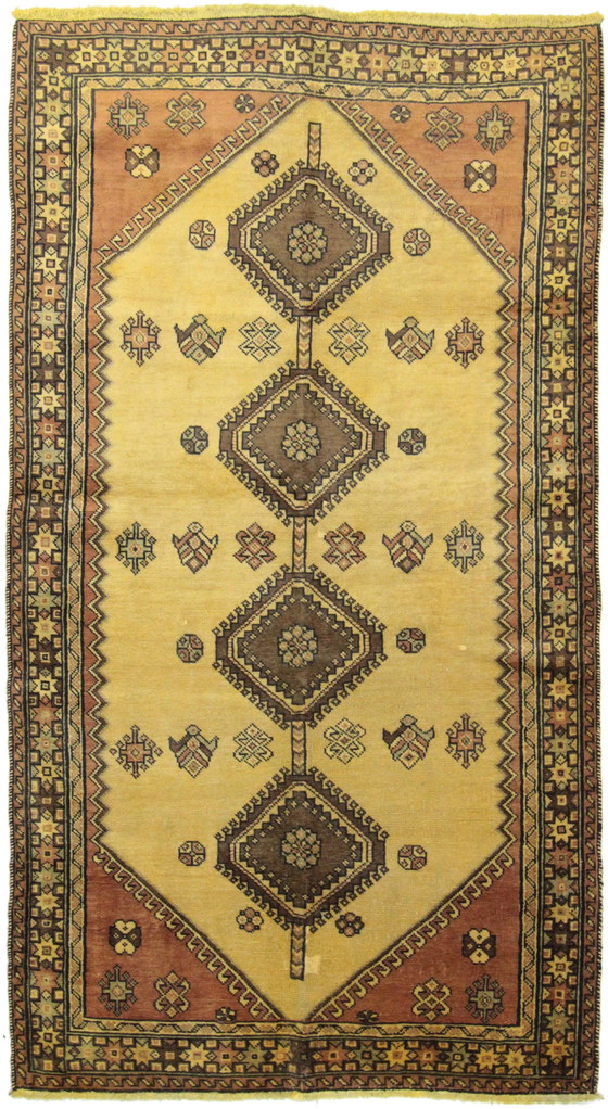 Image 1 of Persian Carpet Old Ghashghai Shiraz Nomadic Carpet 222 X 120 Cm