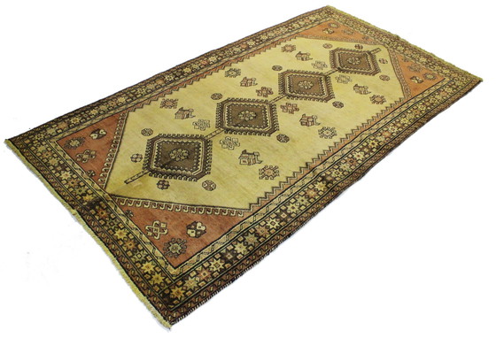 Image 1 of Persian Carpet Old Ghashghai Shiraz Nomadic Carpet 222 X 120 Cm