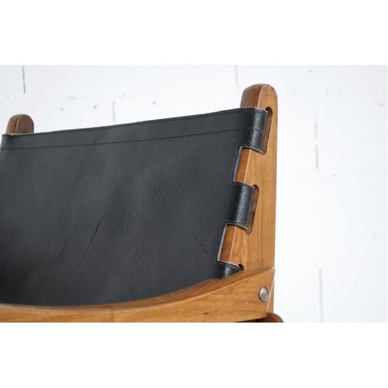 Image 1 of Pair of vintage teak and leather armchairs by Angel Pazmino, USA 1960