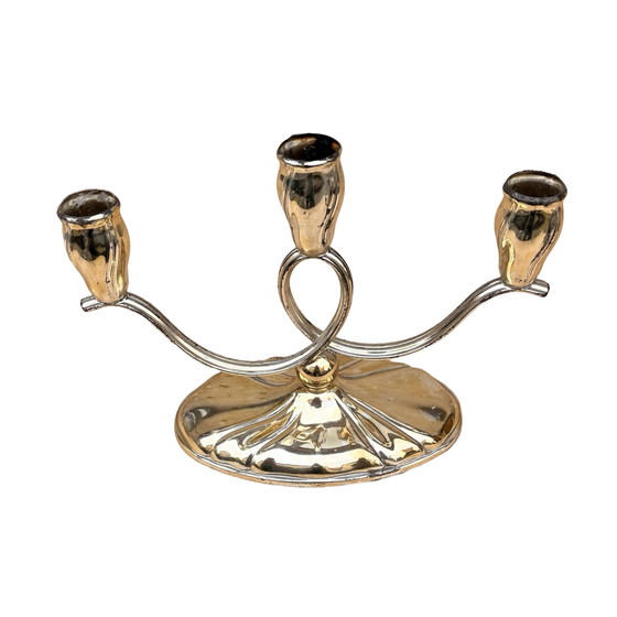 Image 1 of Three-Armed, Plated Candlestick, Germany, 1940S.