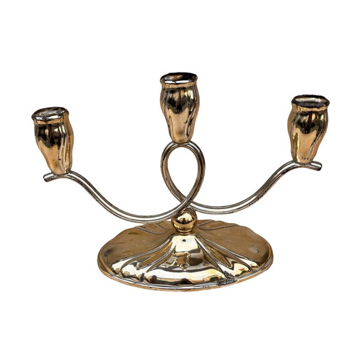 Three-Armed, Plated Candlestick, Germany, 1940S.