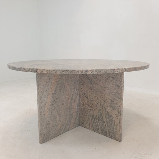 Vintage round coffee table, Italy 1980