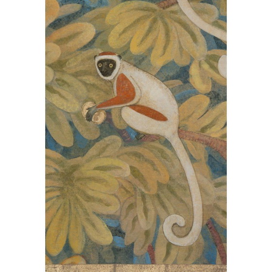 Image 1 of Vintage painted canvas Chimpanzees