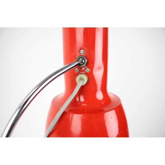 Image 1 of Vintage red brass and glass lamp by Josef Hůrka for Napako, Czechoslovakia 1970