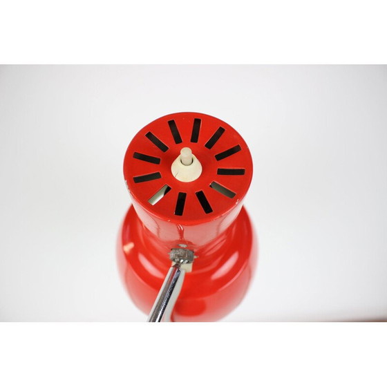 Image 1 of Vintage red brass and glass lamp by Josef Hůrka for Napako, Czechoslovakia 1970