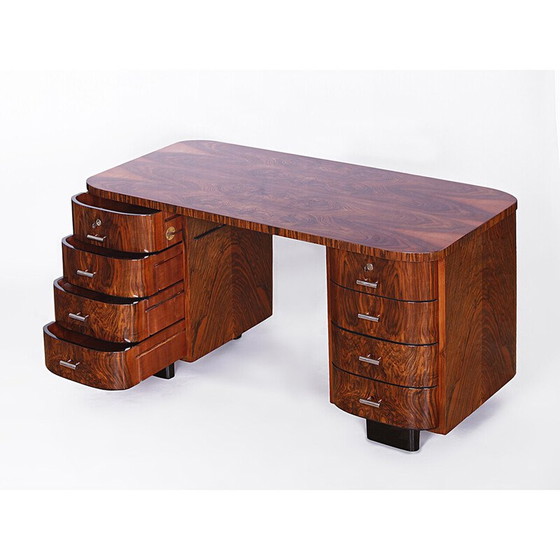 Image 1 of Czech Art Deco vintage chrome writing desk H - 178 by Jindrich Halabala for Up Zavody