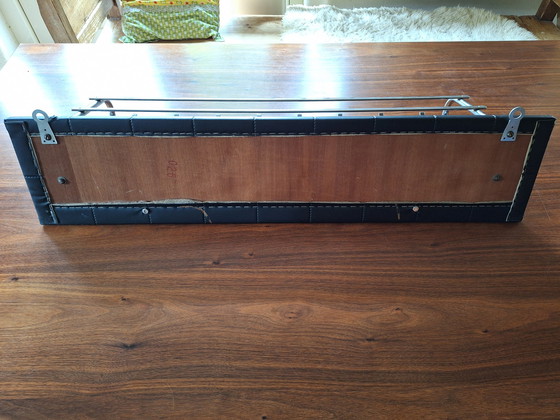 Image 1 of Mid - Century wall coat rack chrome and skai