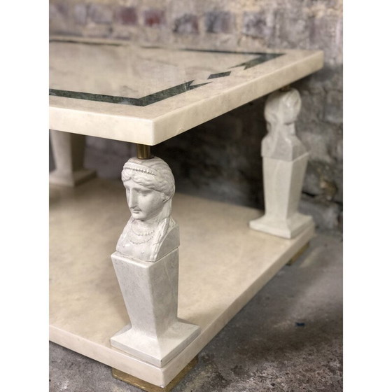 Image 1 of Pair of vintage resin and brass side tables, 1980