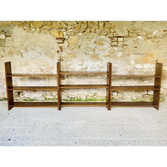 Image 1 of Set of 3 vintage oak shelves, 1960