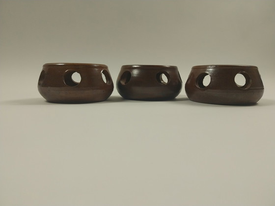 Image 1 of 3x Porte-bougies à réchaud vintage poterie