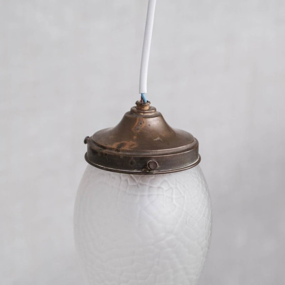 Image 1 of Coppia di lampade a sospensione svedesi vintage in vetro e ottone, anni '30