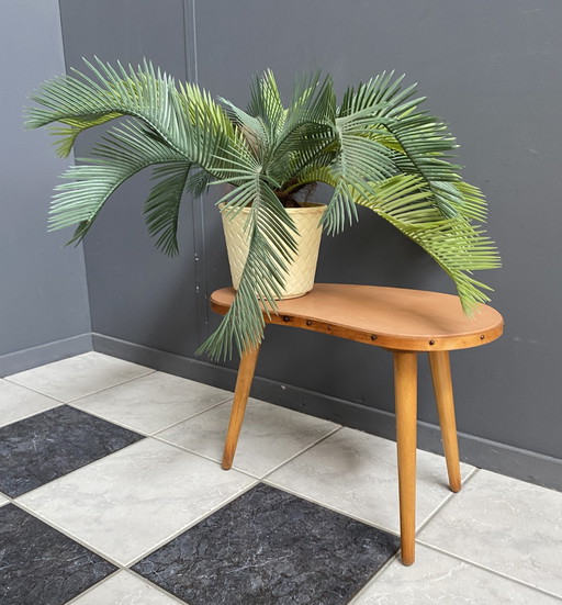 Pink Leatherette Kidney Shaped Plant Table 1960S