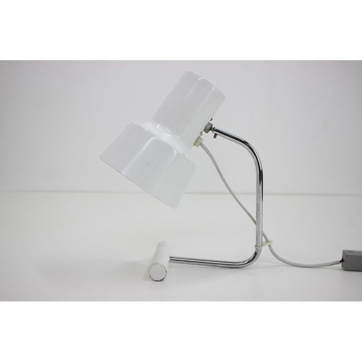 Lampada bianca vintage in metallo laccato e cromato di Josef Hurka, Cecoslovacchia 1960