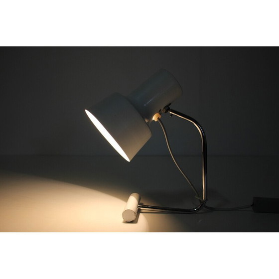 Image 1 of Lampada bianca vintage in metallo laccato e cromato di Josef Hurka, Cecoslovacchia 1960