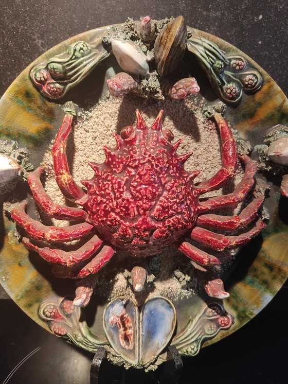 Image 1 of Earthenware Lobster Plate From Caldas Da Rainha, 1930s