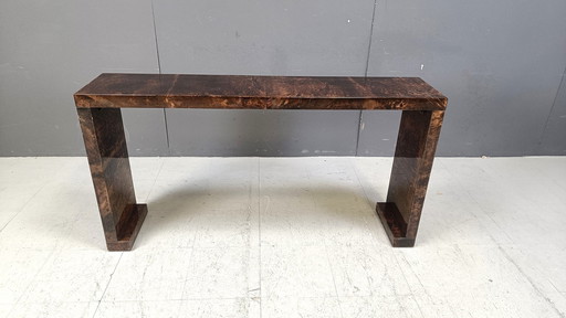 Rare Goatskin Parchment Console Table By Aldo Tura, 1960S