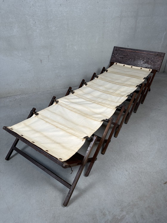 Image 1 of Antique British "Cabinetta" Field Bed - Oak