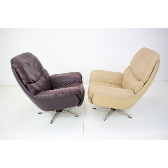 Image 1 of Pair of vintage Scandinavian leather adjustable armchairs by Peem, Finland 1970s