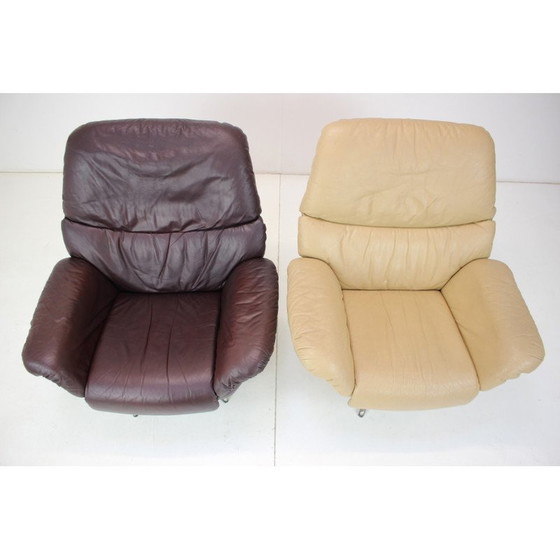 Image 1 of Pair of vintage Scandinavian leather adjustable armchairs by Peem, Finland 1970s
