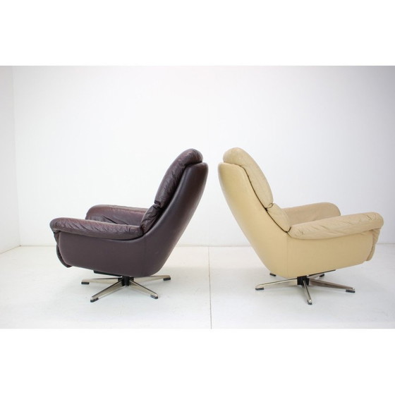 Image 1 of Pair of vintage Scandinavian leather adjustable armchairs by Peem, Finland 1970s