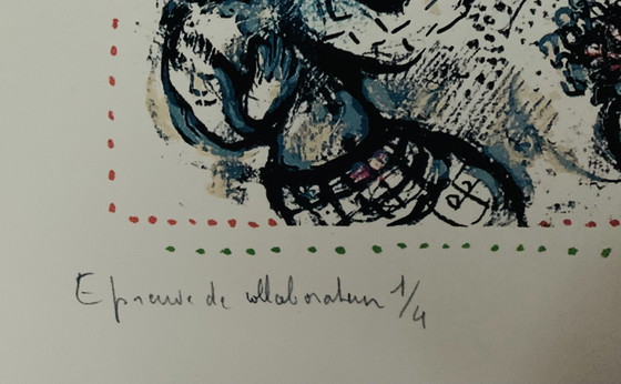 Image 1 of Marc Chagall "Les Saltimbanques" Litografia a colori 1969. La Collection Sorlier 591. Firmata e numerata sulla lastra.