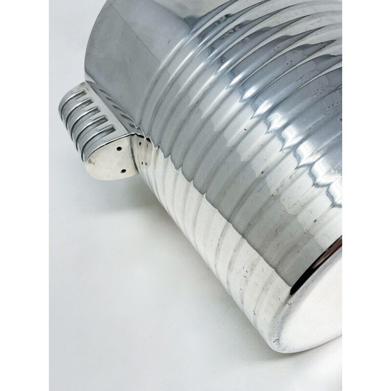 Image 1 of Cubitera de champán y hielo Art Déco de Christofle de mediados de siglo "Ondulaciones" de Luc Lanel, Francia, década d