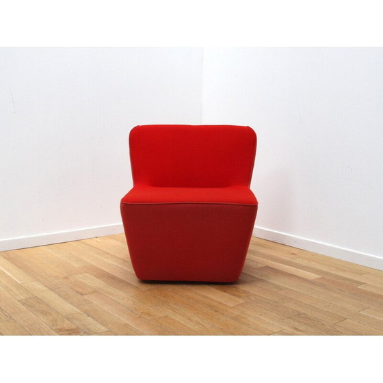 Image 1 of Pair of vintage Tea chairs in red and blue fabric for Sancal, Spain