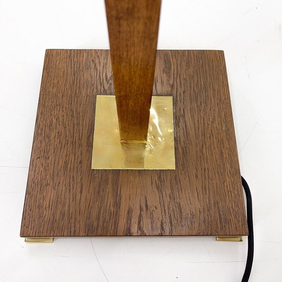 Image 1 of Vintage brass and wood floor lamp, Denmark 1960