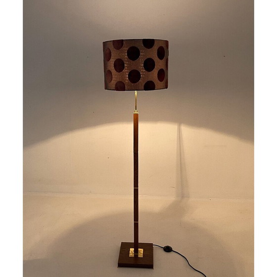 Image 1 of Vintage brass and wood floor lamp, Denmark 1960
