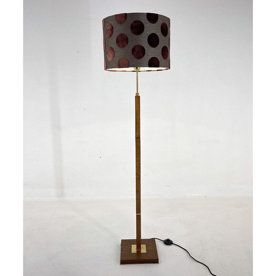 Image 1 of Vintage brass and wood floor lamp, Denmark 1960