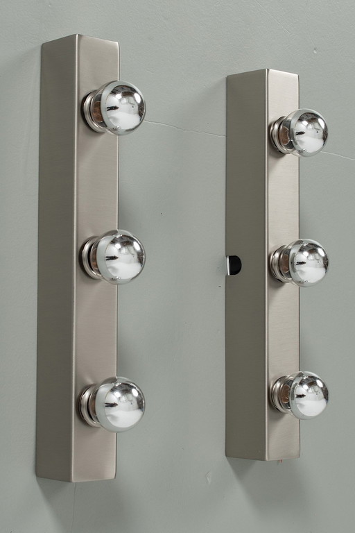 Set of 2 stainless steel mirror lamps