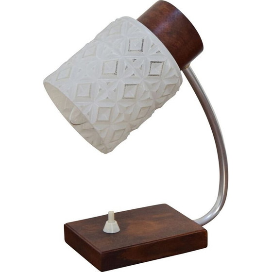 Image 1 of Vintage glass and wood table lamp, Czechoslovakia 1960