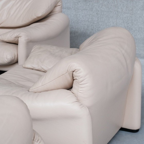 Image 1 of Vintage Maralunga leather living room set by Vico Magistretti for Cassina, Italy 1970s