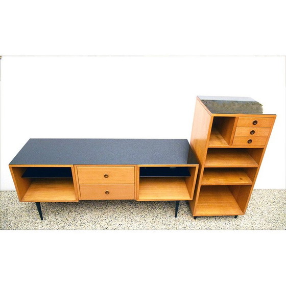 Image 1 of Vintage Italian wood and glass shelf, 1950s