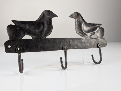 Wrought Iron Wall Coat Rack By Atelier Marolles, France, 1950S