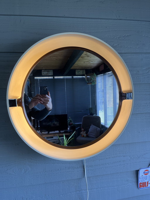 Vintage Space Age Allibert A41 Illuminated Mirror