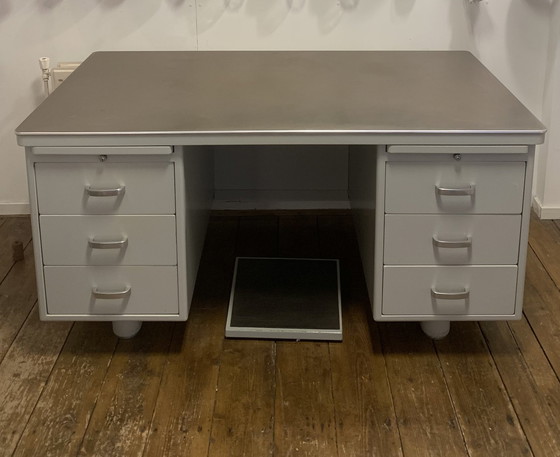 Image 1 of Large Industrial Ahrend Oda Desk With Footrest