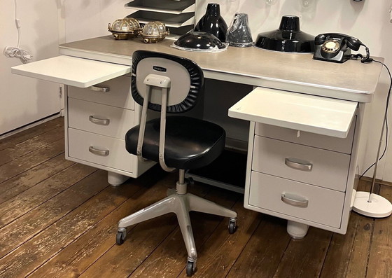 Image 1 of Large Industrial Ahrend Oda Desk With Footrest