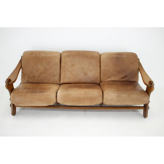 Image 1 of Divano vintage in rovere e pelle, Olanda 1970