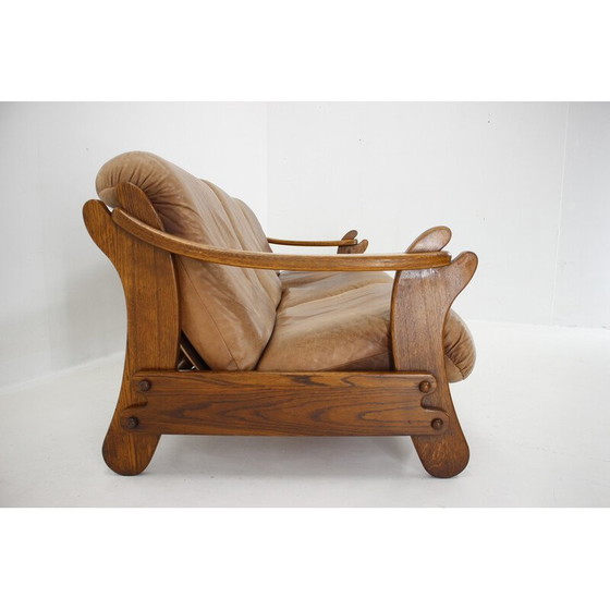 Image 1 of Divano vintage in rovere e pelle, Olanda 1970