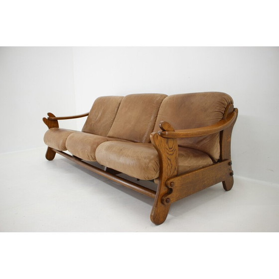 Image 1 of Divano vintage in rovere e pelle, Olanda 1970