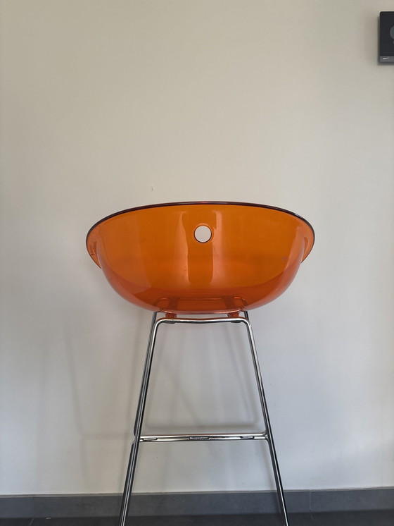 Image 1 of Pedrali 906 Gliss Orange Barstools Set Of 4