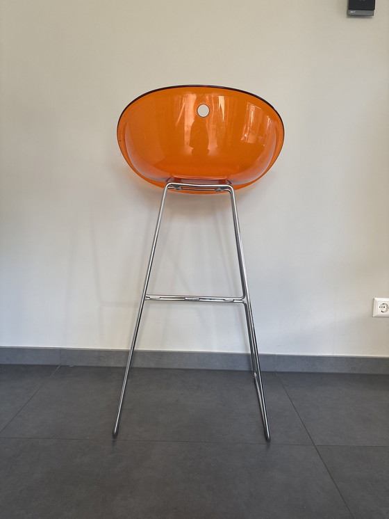 Image 1 of Pedrali 906 Gliss Orange Barstools Set Of 4