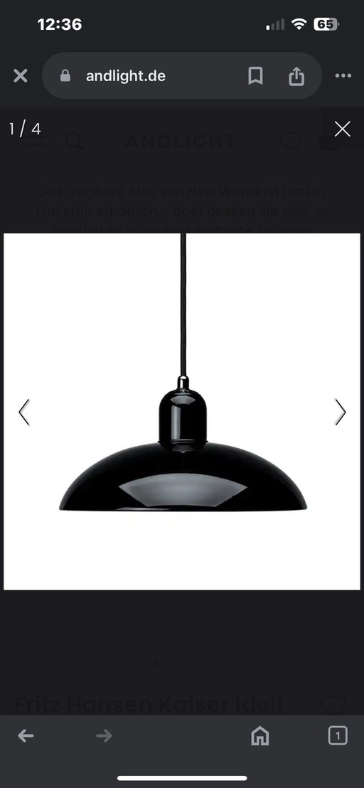 Fritz Hansen Kaiser Idell 6631-P Black pendant light