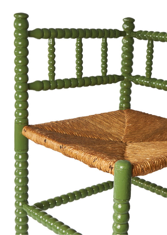 Image 1 of Bobbin corner chair green