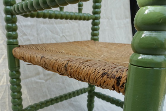 Image 1 of Bobbin corner chair green