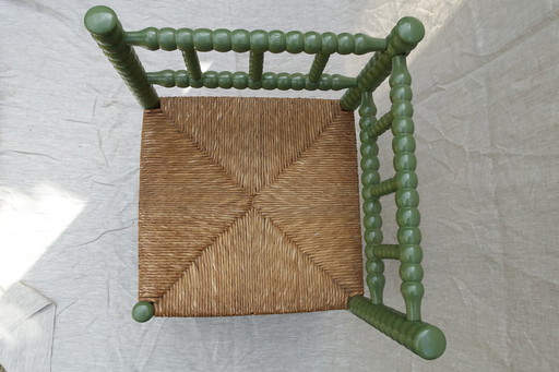 Bobbin corner chair green