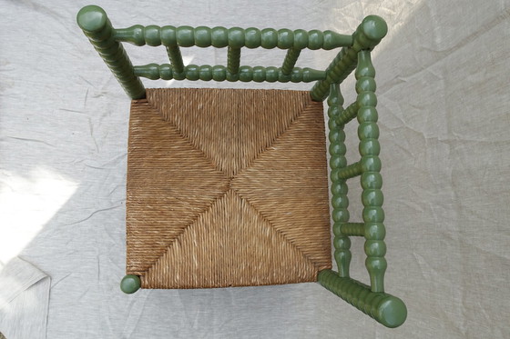 Image 1 of Bobbin corner chair green